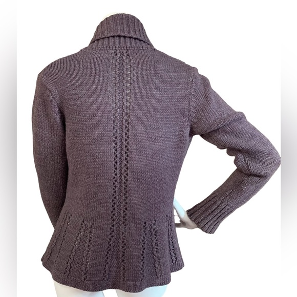 Bianco and Blu Italian wool cardigan, purple with beautiful ribbon tie, sz S - Picture 3 of 8